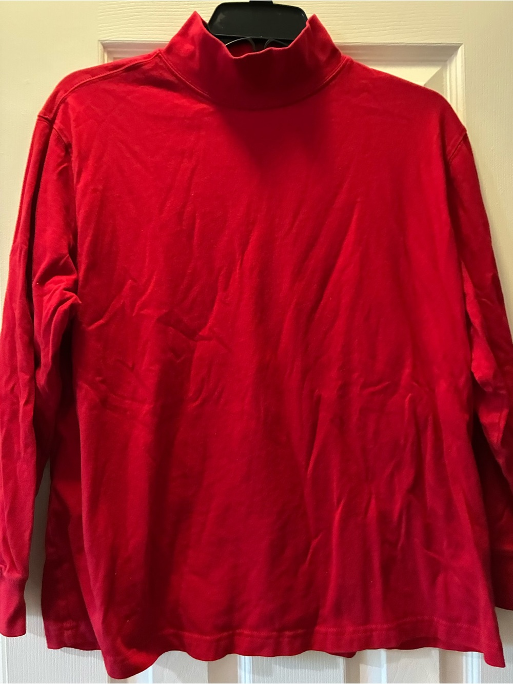 Lands End Petite Large Red 98% Cotton Mock Turtleneck Top.  EC.